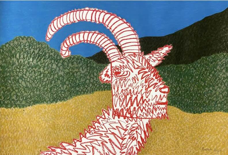 100 x 70, Acrylics and oil pastel on paper, Μάγδα Πετμεζά